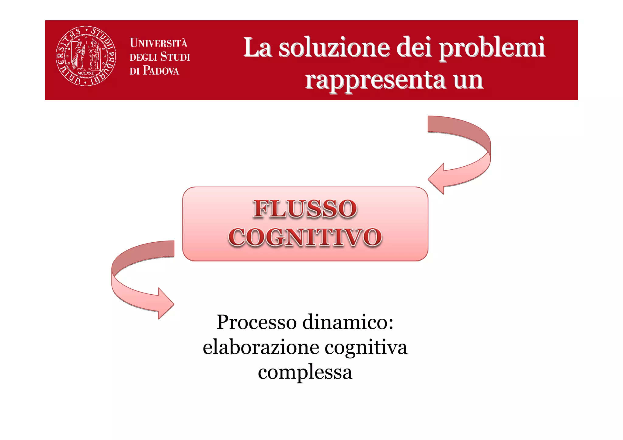 La soluzione dei problemi
         rappresenta un




  Processo dinamico:
elaborazione cognitiva
      complessa
 