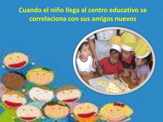 Cuando el niño llega al centro educativo se
   correlaciona con sus amigos nuevos
 