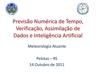 Previsão Numérica de Tempo, Verificação, Assimilação de Dados e Inteligência Artificial Meteorologia Atuante Pelotas – RS 14 Outubro de 2011 