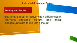 The child and adolescent learners and the learning principles | PPTX