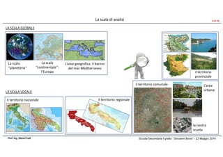 Scuola Secondaria I grado ‘’Giovanni Bovio’’ - 22 Maggio 2014Prof. Ing. EttoreTrulli
La scala di analisi
LA SCALA GLOBALE
La scala
‘’continentale’’:
l’Europa
Il territorio regionale
il territorio
provinciale
il territorio comunale
L’area geografica: il bacino
del mar Mediterraneo
L’area
urbana
la nostra
scuola
2 di 10
LA SCALA LOCALE
La scala
‘’planetaria’’
Il territorio nazionale
 