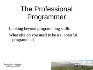 The Professional Programmer Looking beyond programming skills 