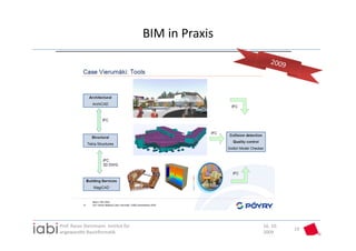 BIM in Praxis




Prof. Rasso Steinmann  Institut für                    16. 10. 
                                                                  19
angewandte Bauinformatik                               2009
 