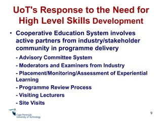 The Need for High Level Skills DevelopmentMode 2 Knowledge Production (Gibbons):Knowledge that is responsive to societies needs (greater social accountability)Knowledge produced in the context of applicationKnowledge production that is transdisciplinaryKnowledge production increasingly distributed 	(increasingly being produced outside higher education)Shift towards reconfiguration of existing knowledge and applying it in different contexts7