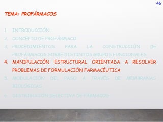 Profarmaco QUIMICA FARMACÉUTICA , PROFARMACOS 2.pptx