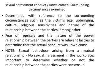 Sexual Harassment & Gender Discrimination in the Workplace)