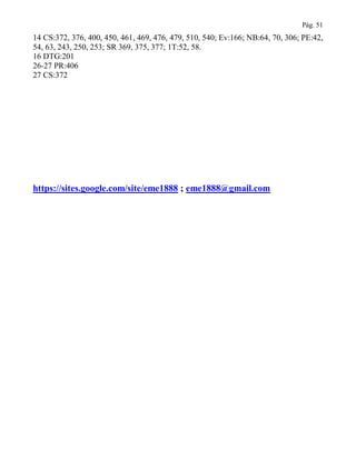 Pág. 51
14 CS:372, 376, 400, 450, 461, 469, 476, 479, 510, 540; Ev:166; NB:64, 70, 306; PE:42,
54, 63, 243, 250, 253; SR 369, 375, 377; 1T:52, 58.
16 DTG:201
26-27 PR:406
27 CS:372
https://sites.google.com/site/eme1888 ; eme1888@gmail.com
 