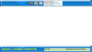 Prof. Ed 6 Facilitating Learner-Centered Teaching
MELANY A. MANRIZA - INSTRUCTOR
 