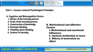 Prof. Ed 6 Facilitating Learner-Centered Teaching
MELANY A. MANRIZA - INSTRUCTOR
 