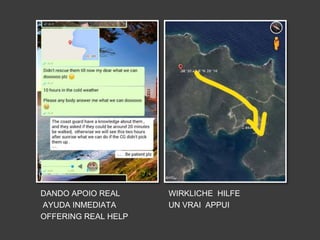 DANDO APOIO REAL
AYUDA INMEDIATA
OFFERING REAL HELP
WIRKLICHE HILFE
UN VRAI APPUI
 