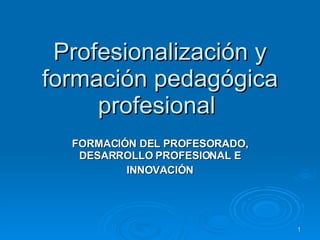 Profesionalización y formación pedagógica profesional  FORMACIÓN DEL PROFESORADO, DESARROLLO PROFESIONAL E INNOVACIÓN 