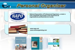 Personal OrganizerPesquisa da revista Exame – Estresse dos executivos - junho 	28/06/04  (amostra 25.000 executivos)      15 % - sofrem de fadigas19 % - sofrem de hipertensão25 % - têm altos níveis de colesterol40 % - são fumantes50 % - consomem álcool regularmente60 % - têm excesso de peso65 % - são sedentários70 % - apresentam níveis altos de estresse80 % - têm alimentação desequilibradaUm paradoxo emerge neste milênio: as pessoas ascendem a sua   carreira, geram prosperidade mas não conseguem usufruir todos os benefícios de uma vida comprosperidade e segurança Falta tempo e saúde.