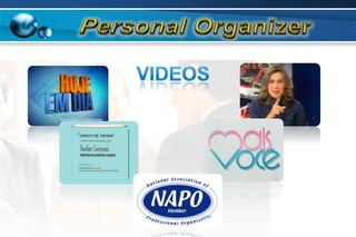 Personal OrganizerSegundo estudo do grupo SOMA, profissionaisqueimplantarammetodologias de organização e gerenciamento do tempo e tarefasemseutrabalhoapresentaram:ReduçãodaAnsiedade - 75%Redução do Cansaço - 60%Melhoria do Raciocínio- 77%Maiorconcentração - 56%Aumento de tolerância - 81%Melhorianosrelacionamentos - 60%MaisFelicidade – 71%