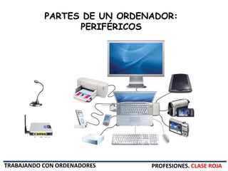 PROFESIONES. CLASE ROJA
PARTES DE UN ORDENADOR:
PERIFÉRICOS
TRABAJANDO CON ORDENADORES
 