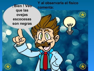 Y al observarla el físico
¡ Bien! Veo   comenta:
  que las
  ovejas
escocesas
son negras
 