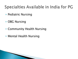 Pediatric Nursing OBG Nursing Community Health Nursing Mental Health Nursing 