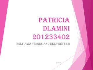 Patricia
dlamini
201233402
Self awareness and self-esteem

07/03/20
14

 