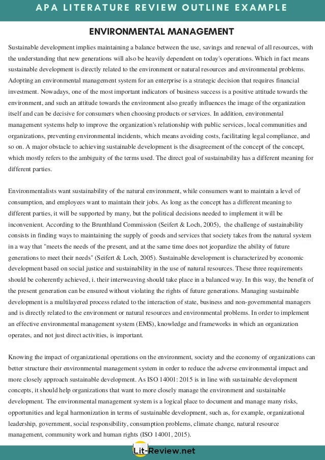 professional apa literature review outline example literature review outline example