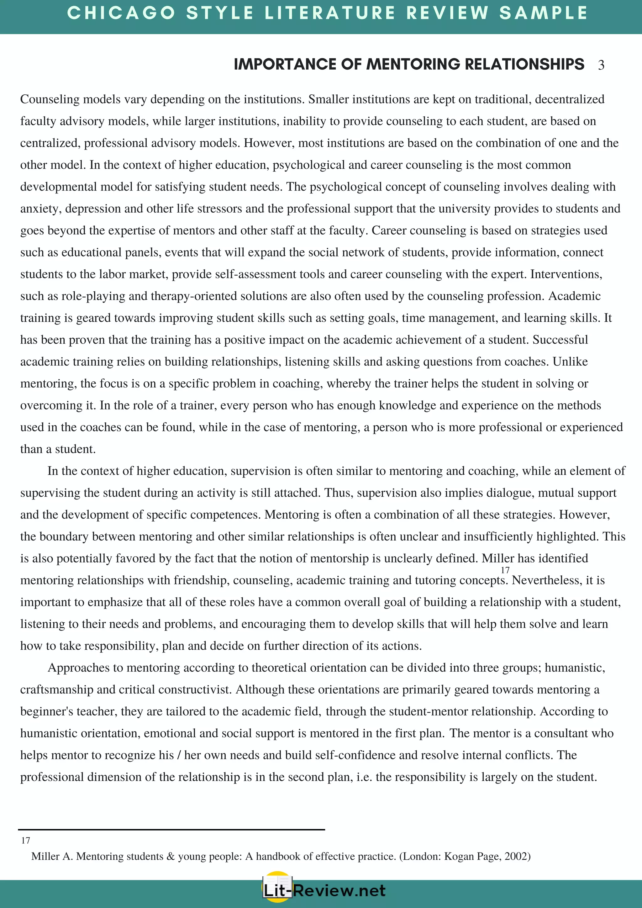 Chicago Style Literature Review