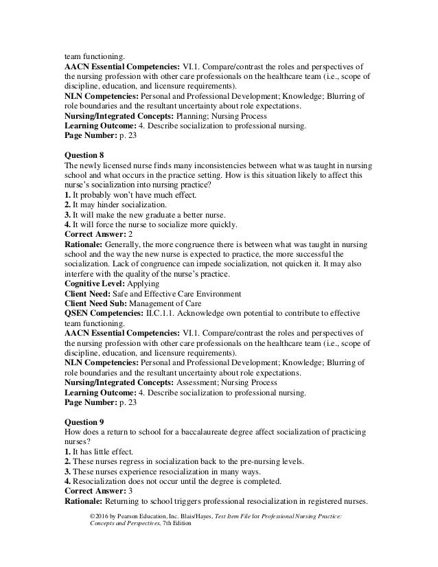 Professional Nursing Practice Concepts and Perspectives 7th Edition B…