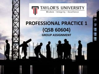 PROFESSIONAL PRACTICE 1
(QSB 60604)
GROUP ASSIGNMENT
 