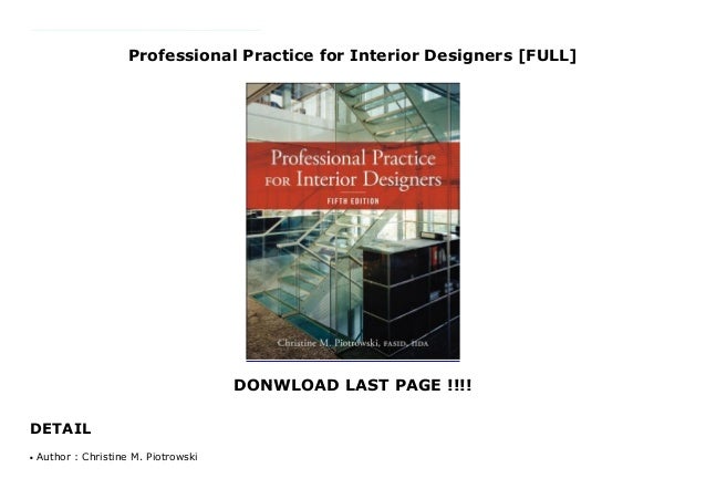 Professional Practice For Interior Designers Full