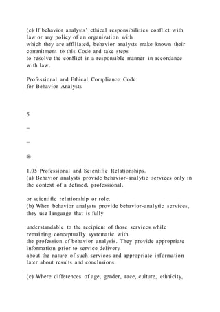 Professional and Ethical Compliance Code for Behavior Anal | DOCX
