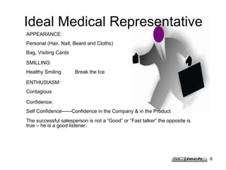 Ideal Medical Representative APPEARANCE: Personal (Hair, Nail, Beard and Cloths) Bag, Visiting Cards SMILLING: Healthy Smi...
