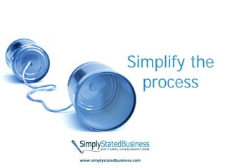 Simplify the
                       process



www.simplystatedbusiness.com
 