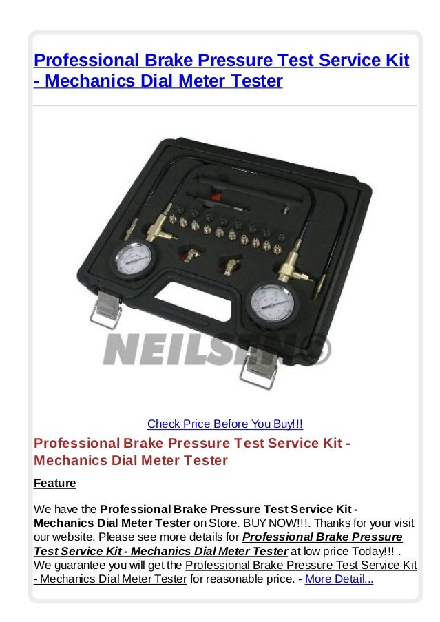 Professional brake pressure test service kit mechanics dial meter tester
