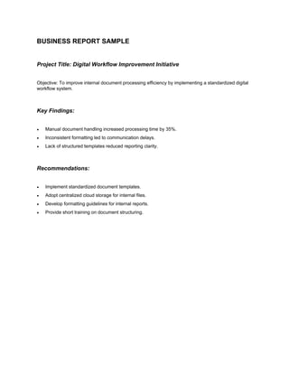 Professional Business Document Sample: Structured Reporting ...