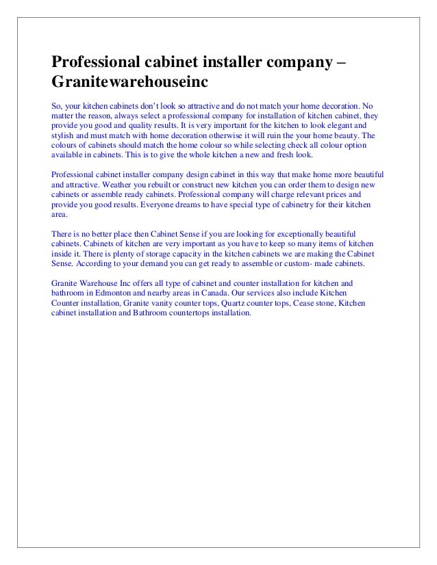 Professional Cabinet Installer Company Granitewarehouseinc