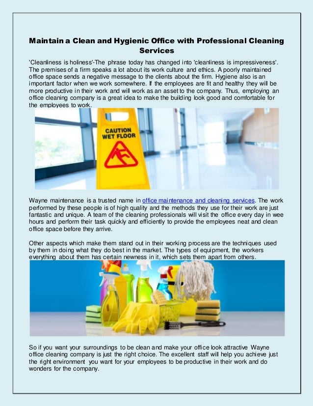 maintain a clean and hygienic office with professional name of cleaning company