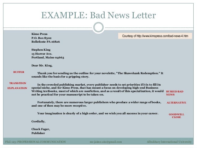 How to give bad news in a business email exercise