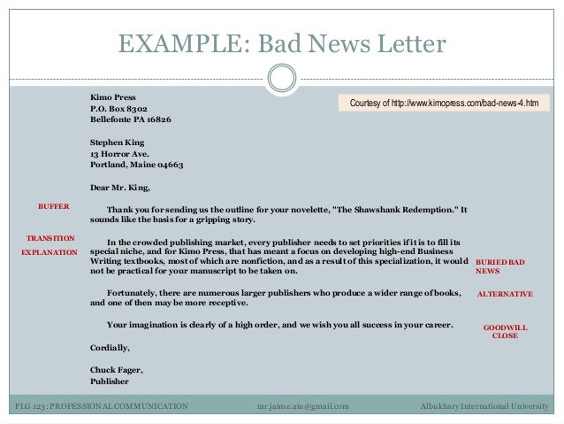 business communication bad news letter professional communication 3 exles business communication bad news letter professional communication 3 exles