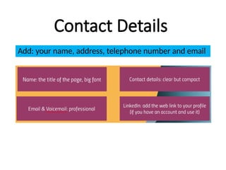 Contact Address Meaning Example writingthePROFESSIONAL CVandculture.pptx