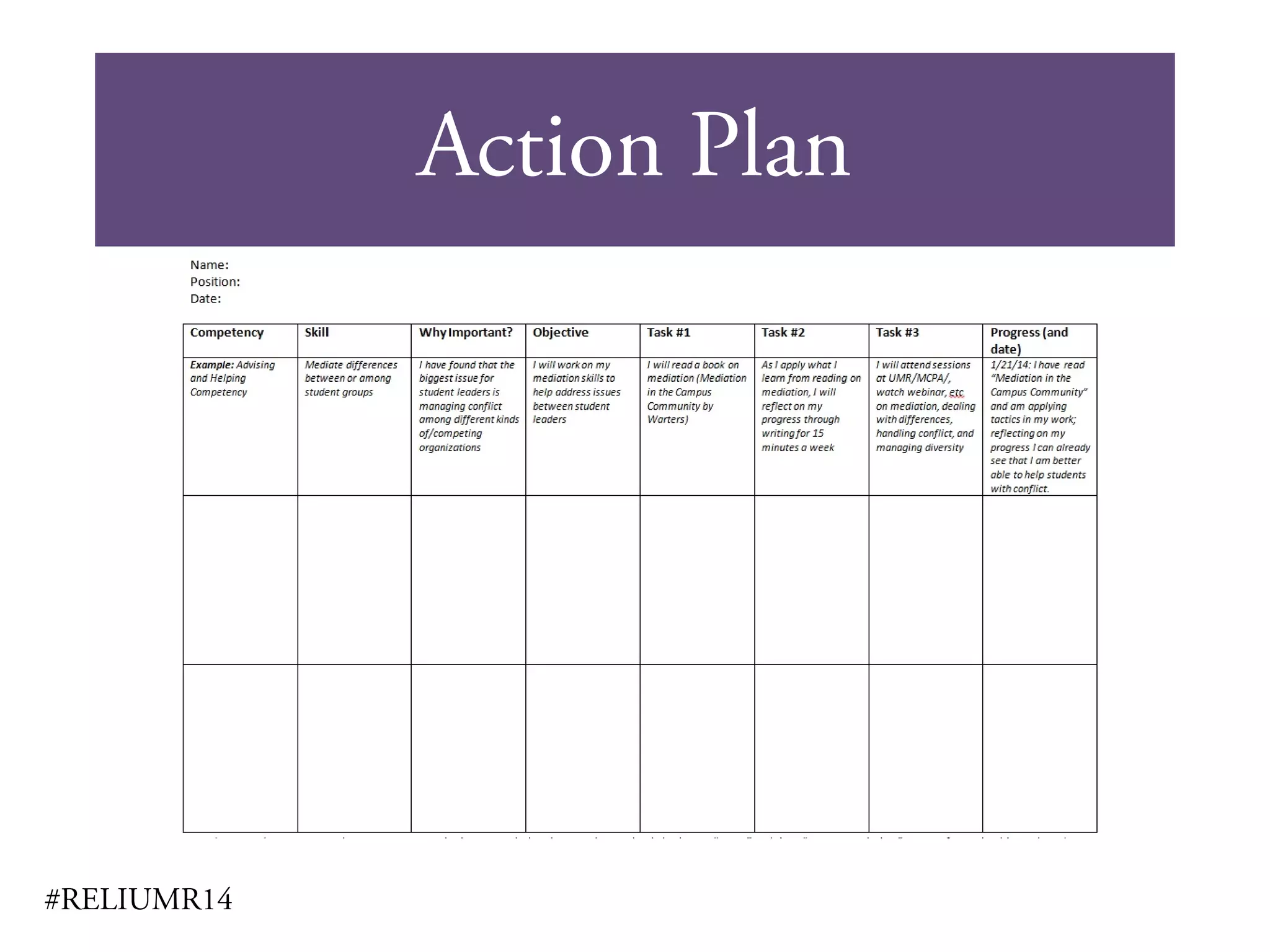 Action Plan
#RELIUMR14
 