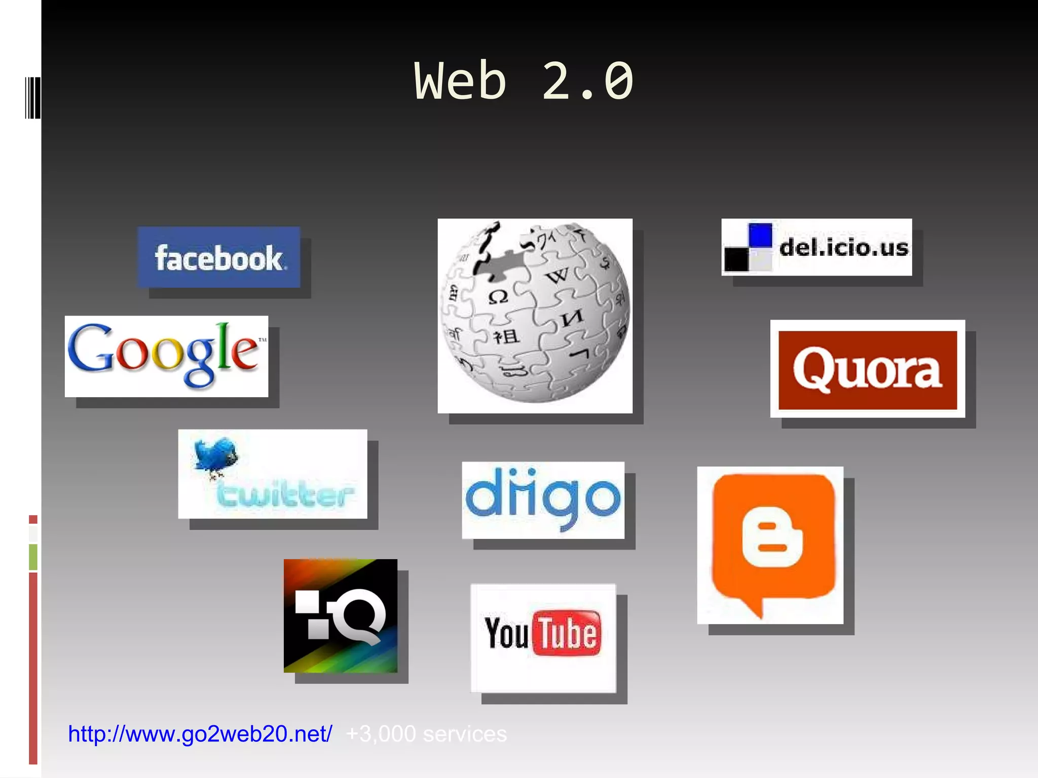 Web 2.0 http://www.go2web20.net/   +3,000 services 