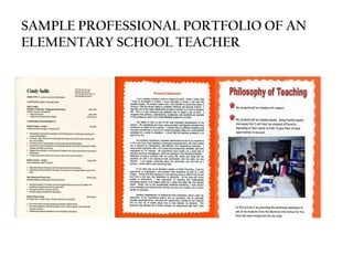 SAMPLE PROFESSIONAL PORTFOLIO OF AN
ELEMENTARY SCHOOL TEACHER
 