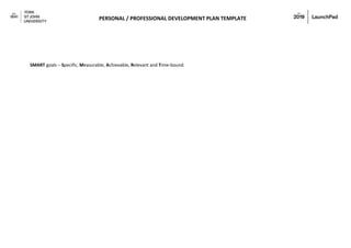 PERSONAL / PROFESSIONAL DEVELOPMENT PLAN TEMPLATE
SMART goals – Specific, Measurable, Achievable, Relevant and Time-bound.
 