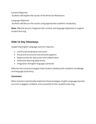 Effective Strategies and Activities for Supporting English Language ...