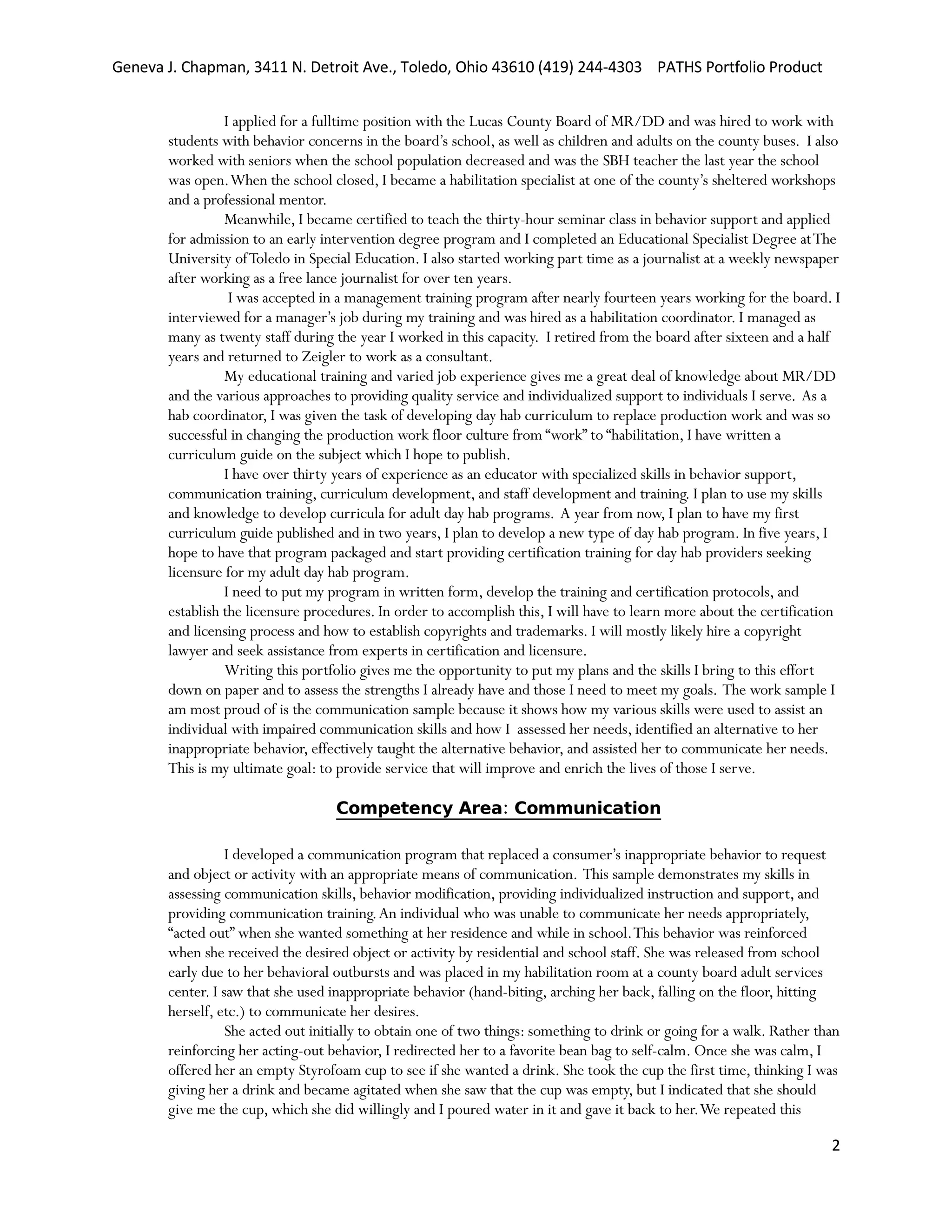 Professional Development Statement