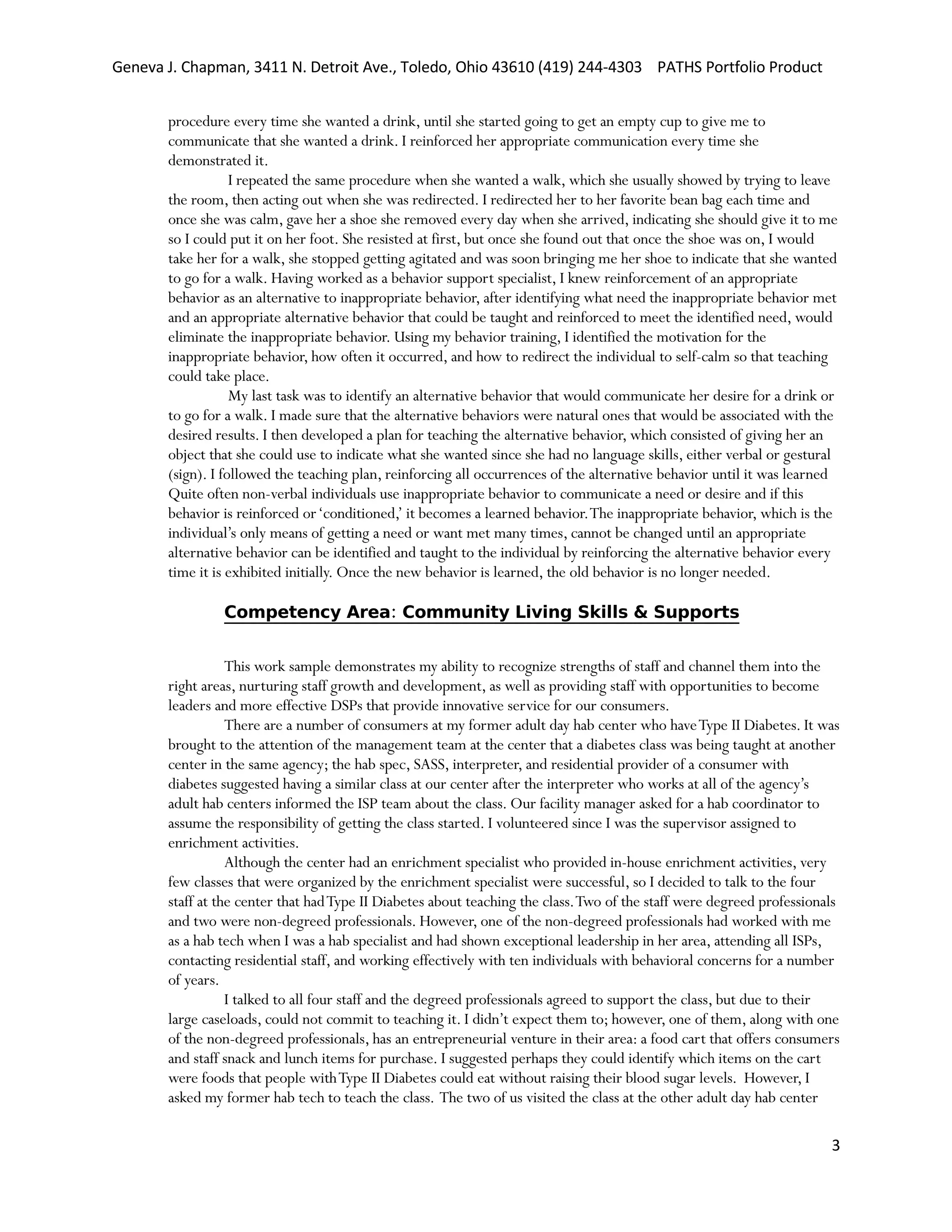 Professional Development Statement