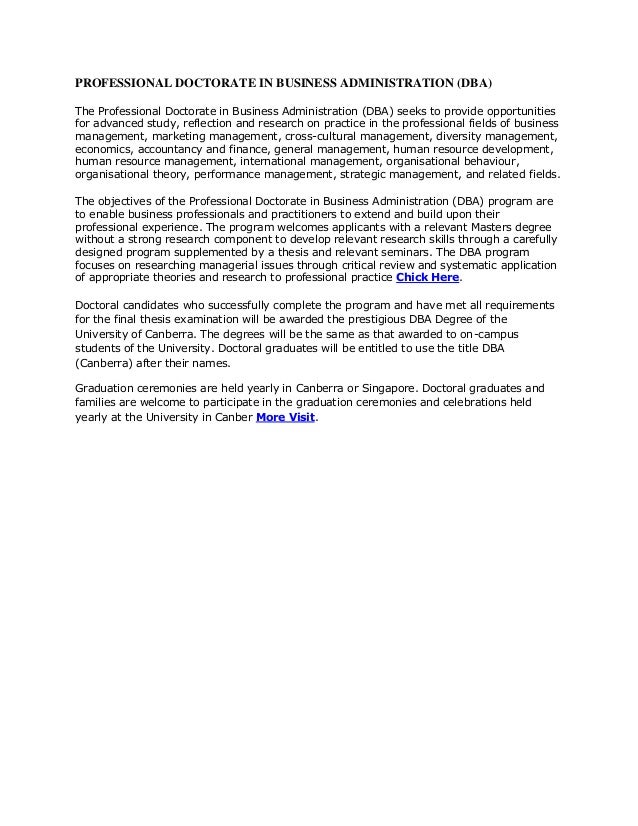 Professional Doctorate In Business Administration