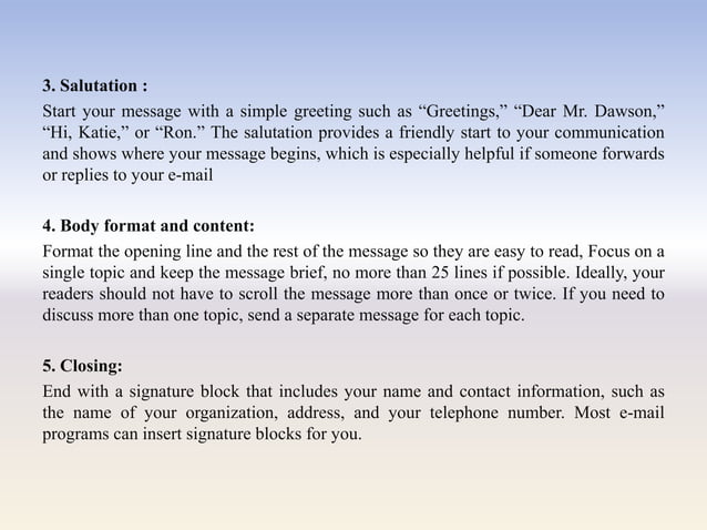 Professional e mail presentation
