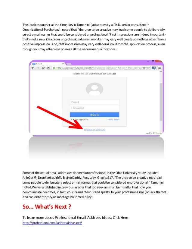 professional email address ideas