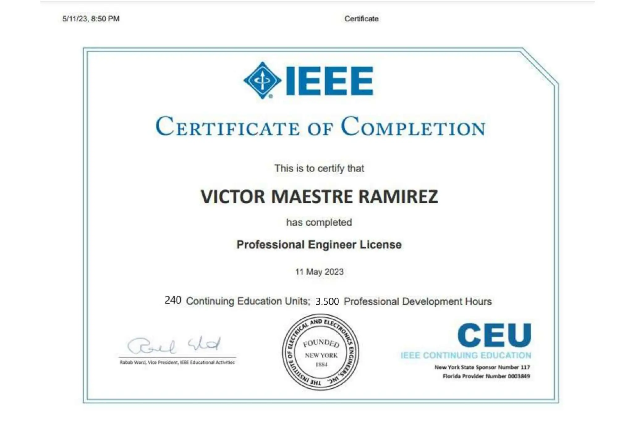 Ieee Engineering Level Professional Engineer License - Institute of Electrical and Electronics ...