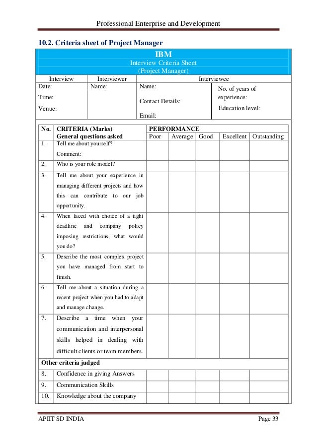interview criteria