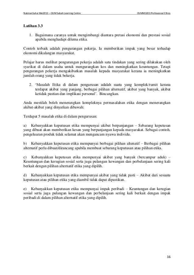 Professional ethics versi melayu Professional ethics versi melayu