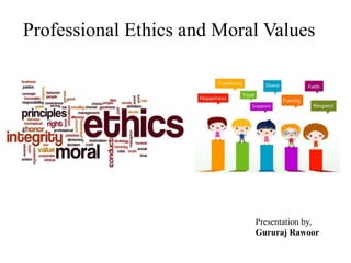 Professional Ethics and Moral Values
Presentation by,
Gururaj Rawoor
 